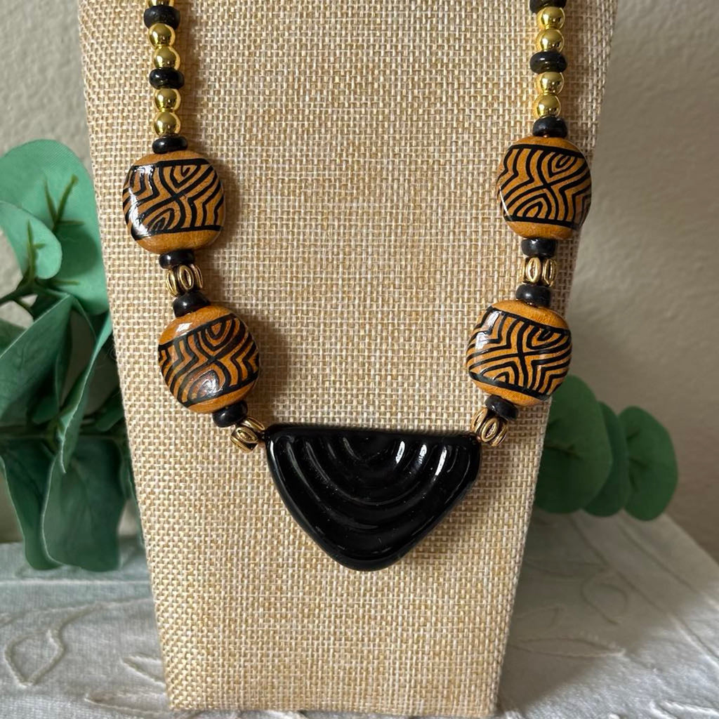 Kazuri Black Triangle Necklace
