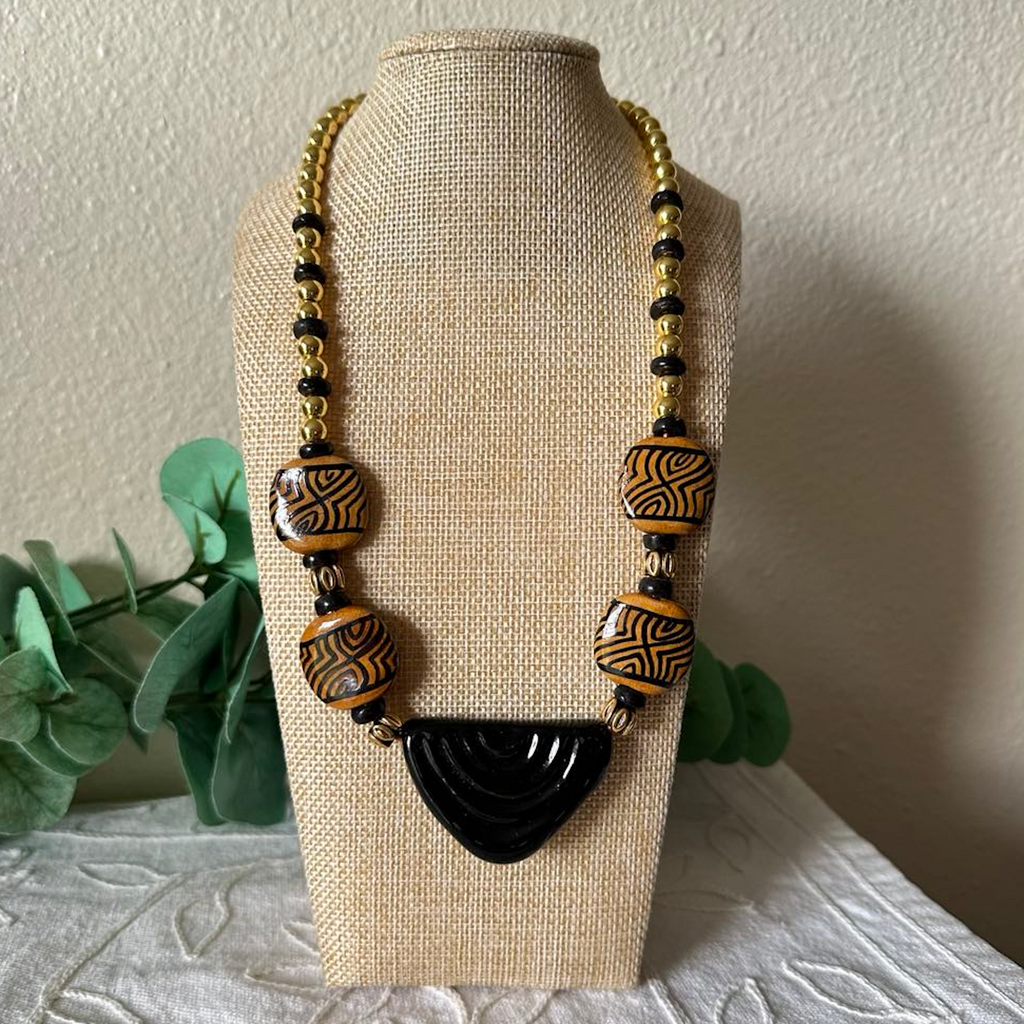 Kazuri Black Triangle Necklace