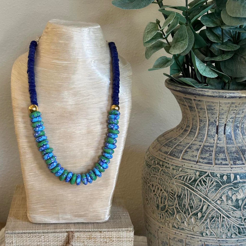 Blue & Green Rondelle Necklace