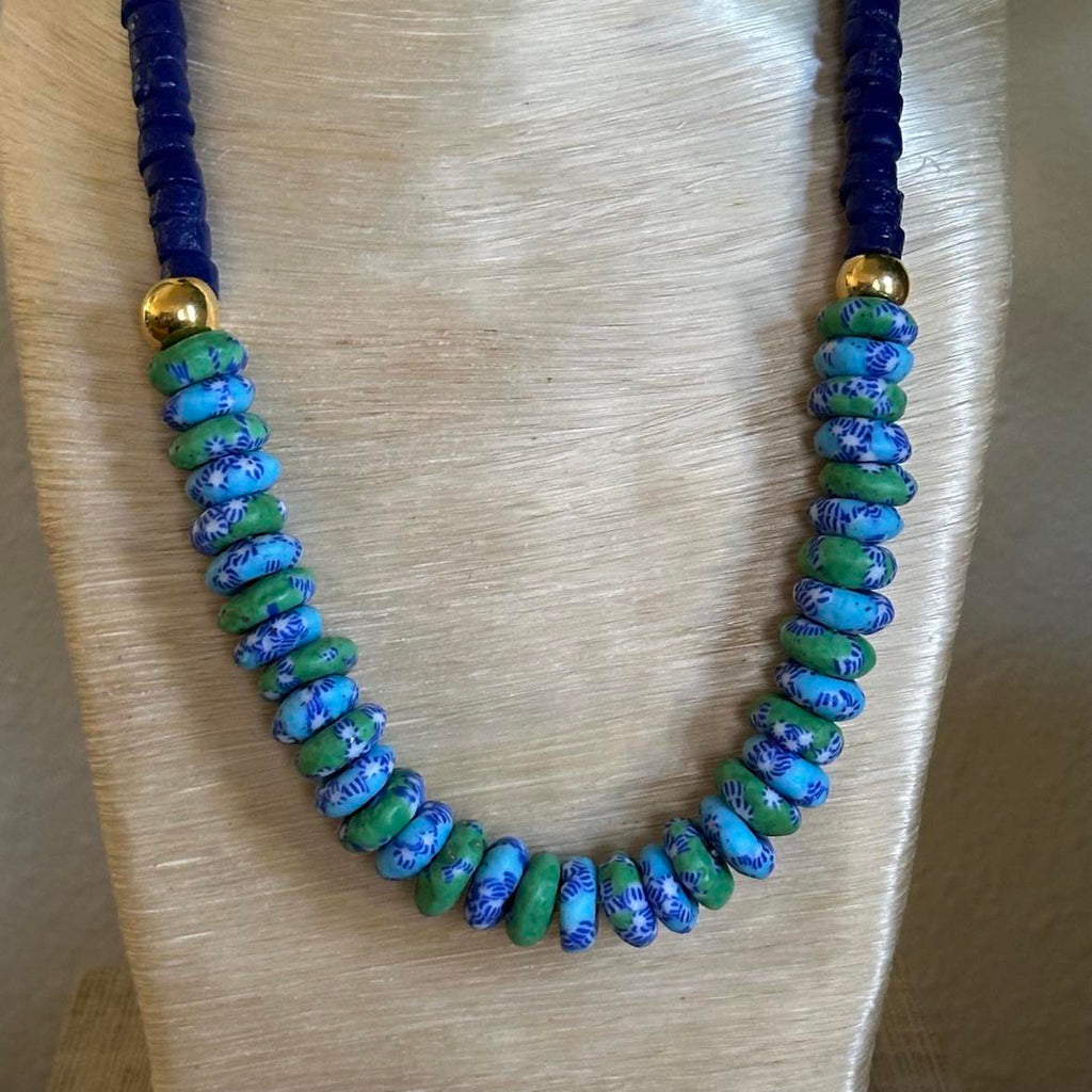 Blue & Green Rondelle Necklace