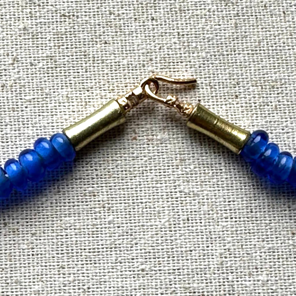 Blue African Rondelle Necklace