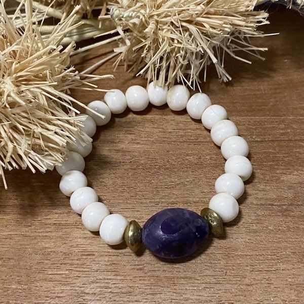 Bone and Amethyst Bracelet