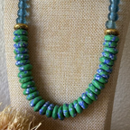 Green & Blue African Rondelle NecklacE