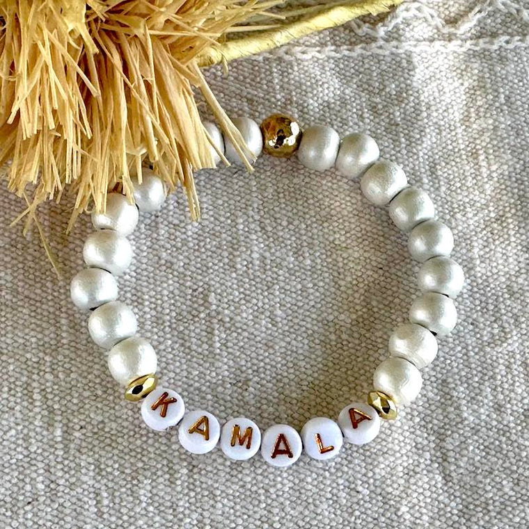 Kamala White Beaded Stretch Bracelet