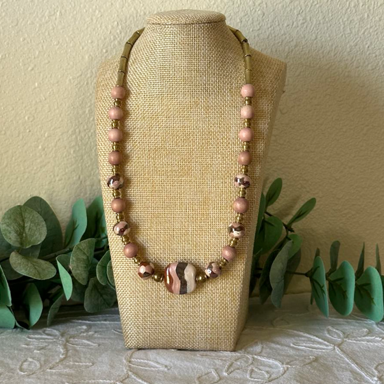 Pink & Brown Kazur Necklace