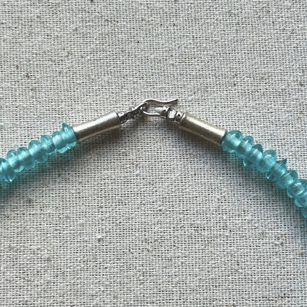 Light Blue & Yellow African Rondelle Necklace