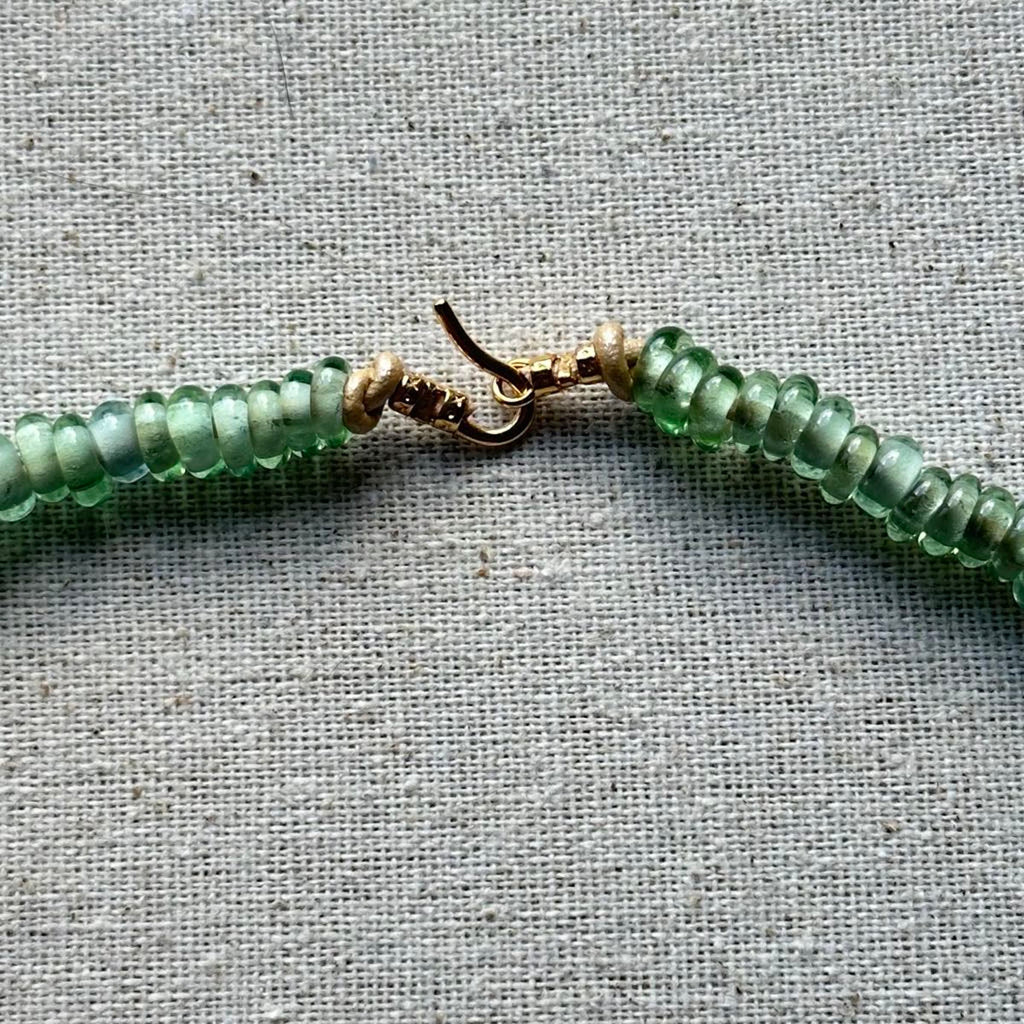 Light Green & Yellow African Rondelle Necklce