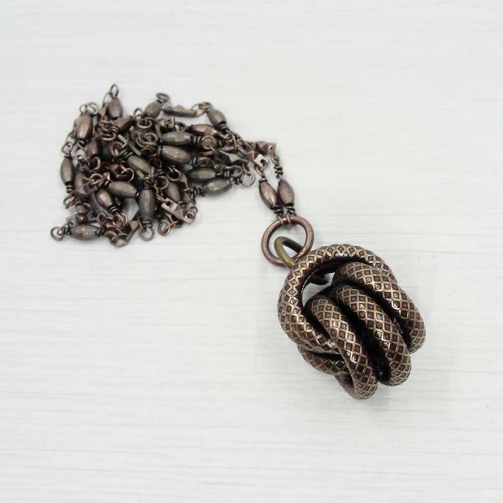 Antique Bronze Bold Love Knot Necklace