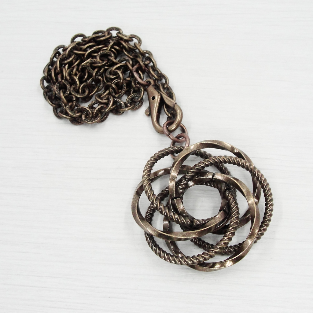 Antique Bronze Fancy Love Knot Necklace