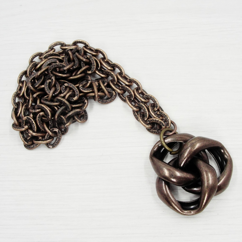 Antique Bronze Vintage Love Knot Pendant Necklace