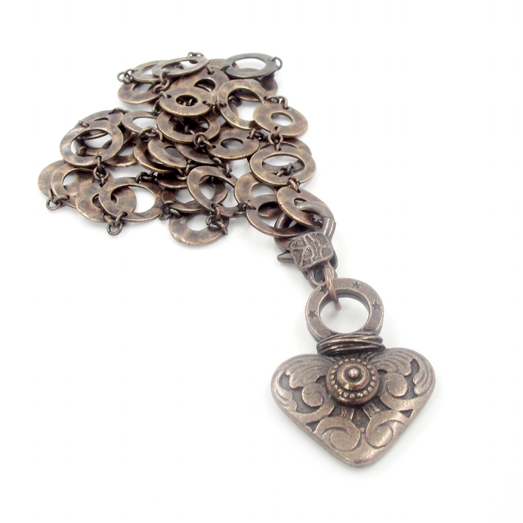 Bronze Heart Pendant Necklace