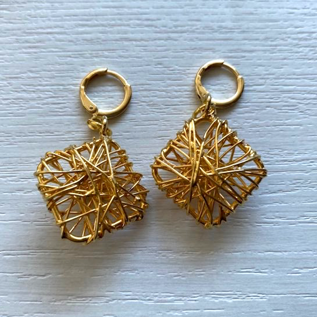Gold Vermeil Basketweave  Earrings