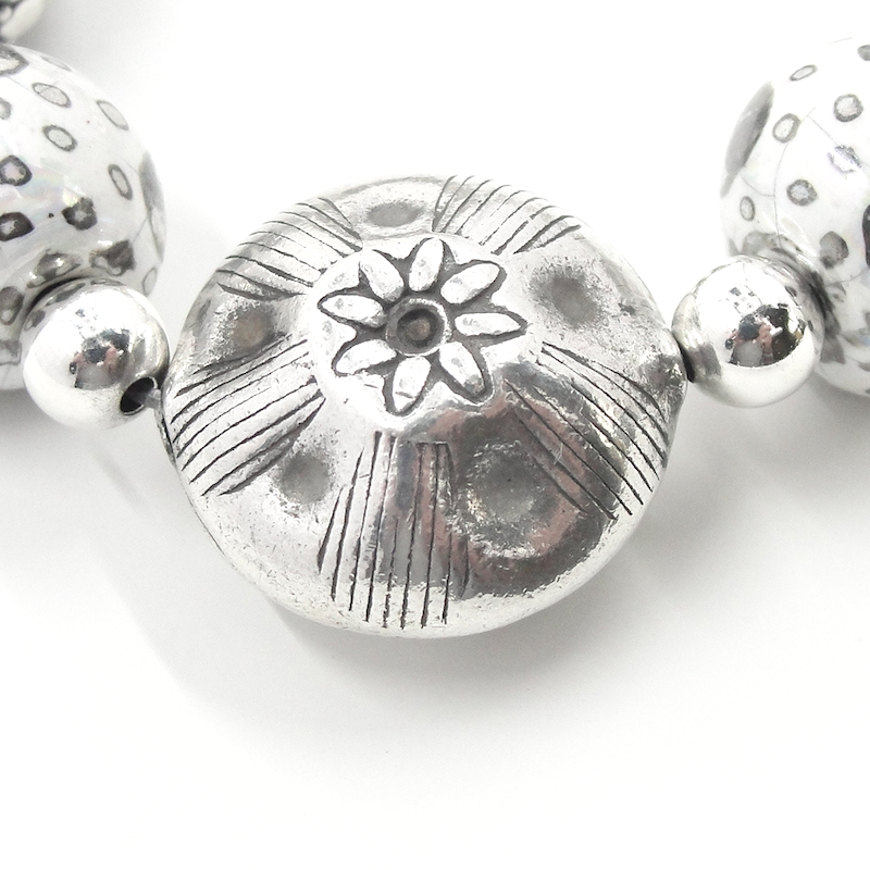 Elegant White & Sterling Silver Stretch Bracelet